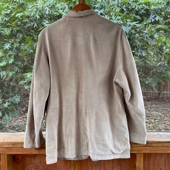 Gimo's Leatherwear Men's Italian Suede Jacket Beige Size L - Picture 2 of 13